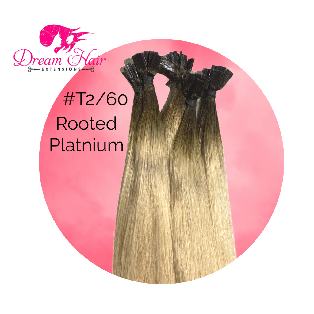 #T2/60 - Rooted Platinum Blonde - Flat Tip